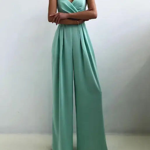 Dames Strapless Jumpsuit met Wijde Pijpen