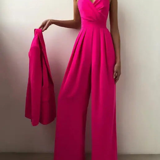 Dames Strapless Jumpsuit met Wijde Pijpen