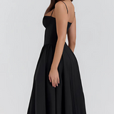 Dames Midi Jurk met Bandjes en Geplooide Rok
