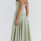 Dames Midi Jurk met Bandjes en Geplooide Rok