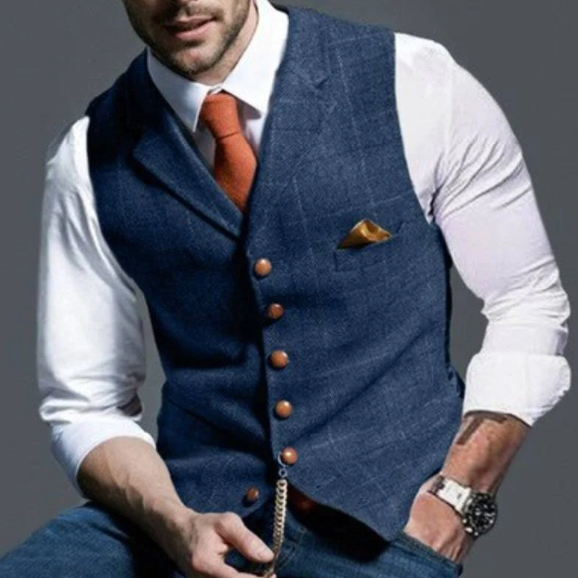 Heren gilet met knoopsluiting voor herfst
