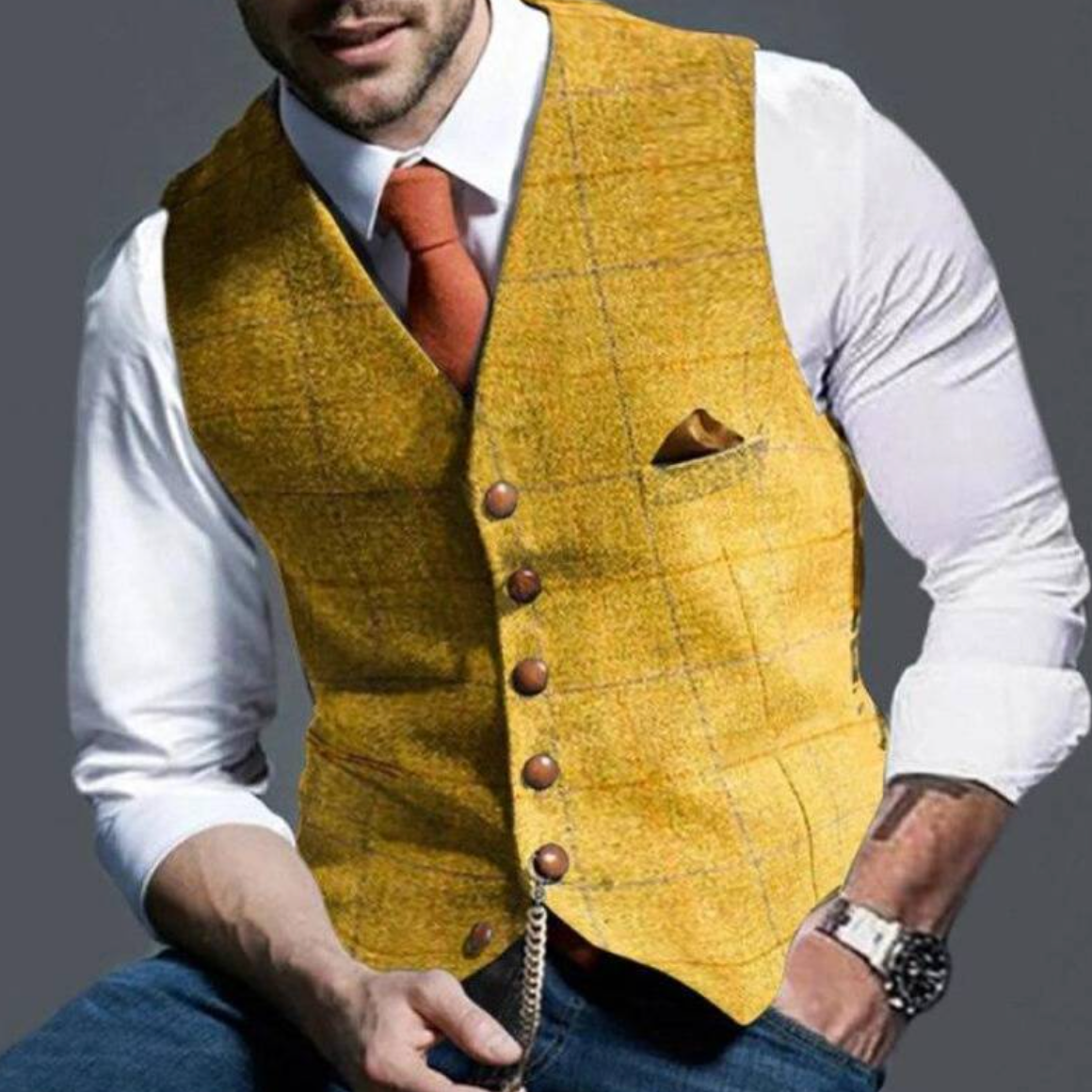 Heren gilet met knoopsluiting voor herfst