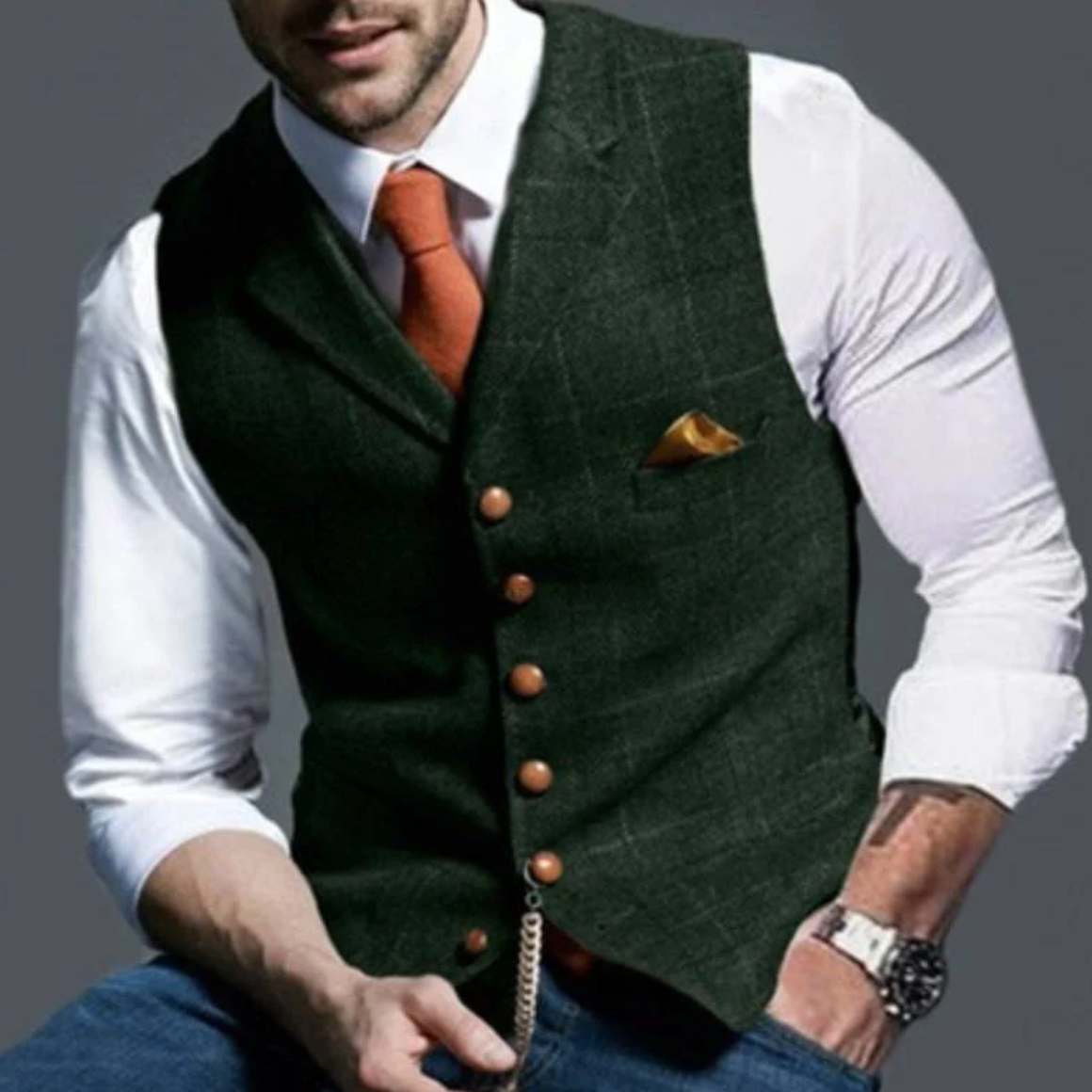 Heren gilet met knoopsluiting voor herfst