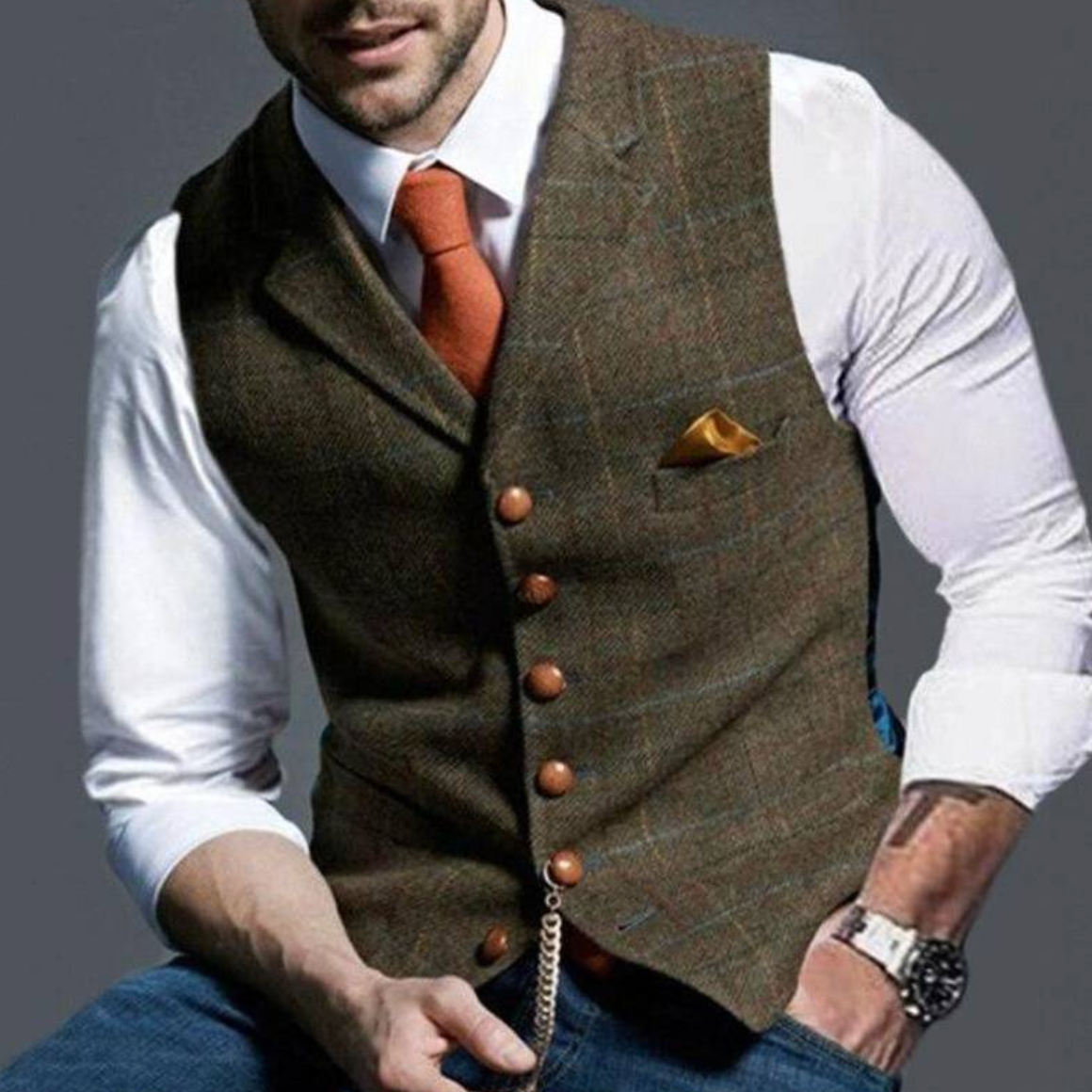 Heren gilet met knoopsluiting voor herfst
