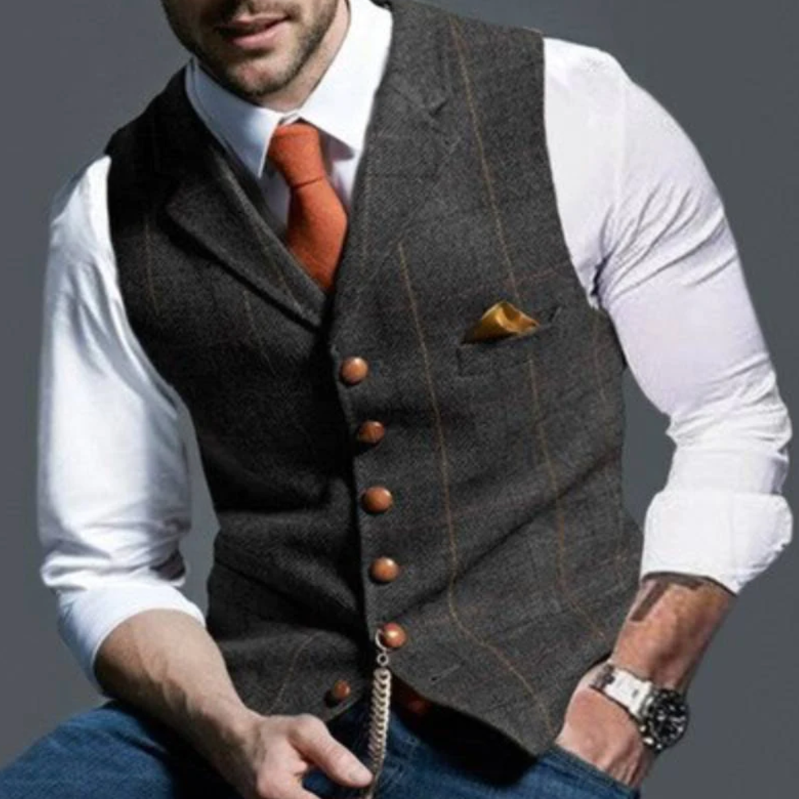 Heren gilet met knoopsluiting voor herfst
