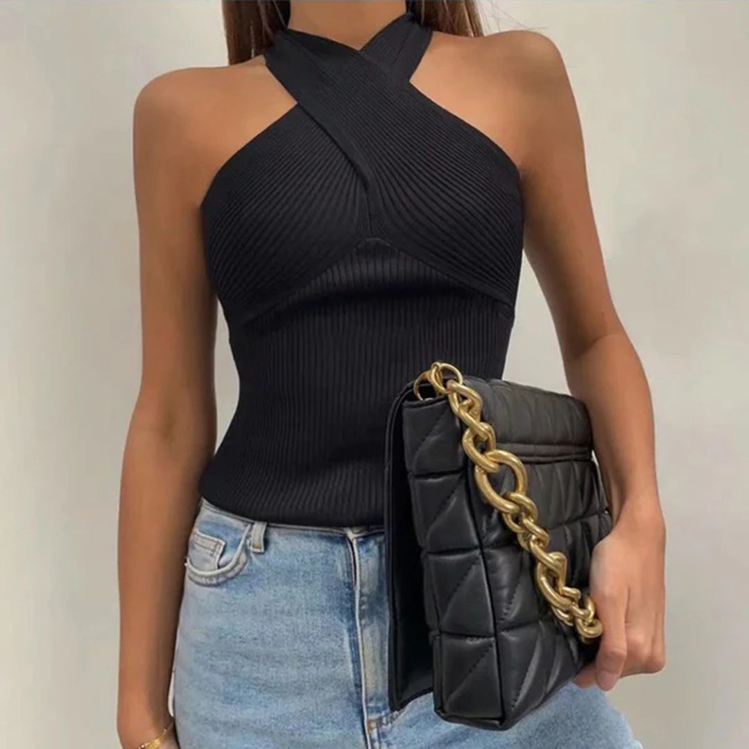 WAVERLY - Elegante Zomertop voor Dames met Gekruiste Band – Luchtige en Vrouwelijke Top, Ideaal voor Warme Dagen en Zomerse Gelegenheden.