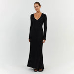 ABIGAIL luchtige gebreide maxi zomerjurk van ademend, zacht materiaal met comfortabele pasvorm en elegant design.