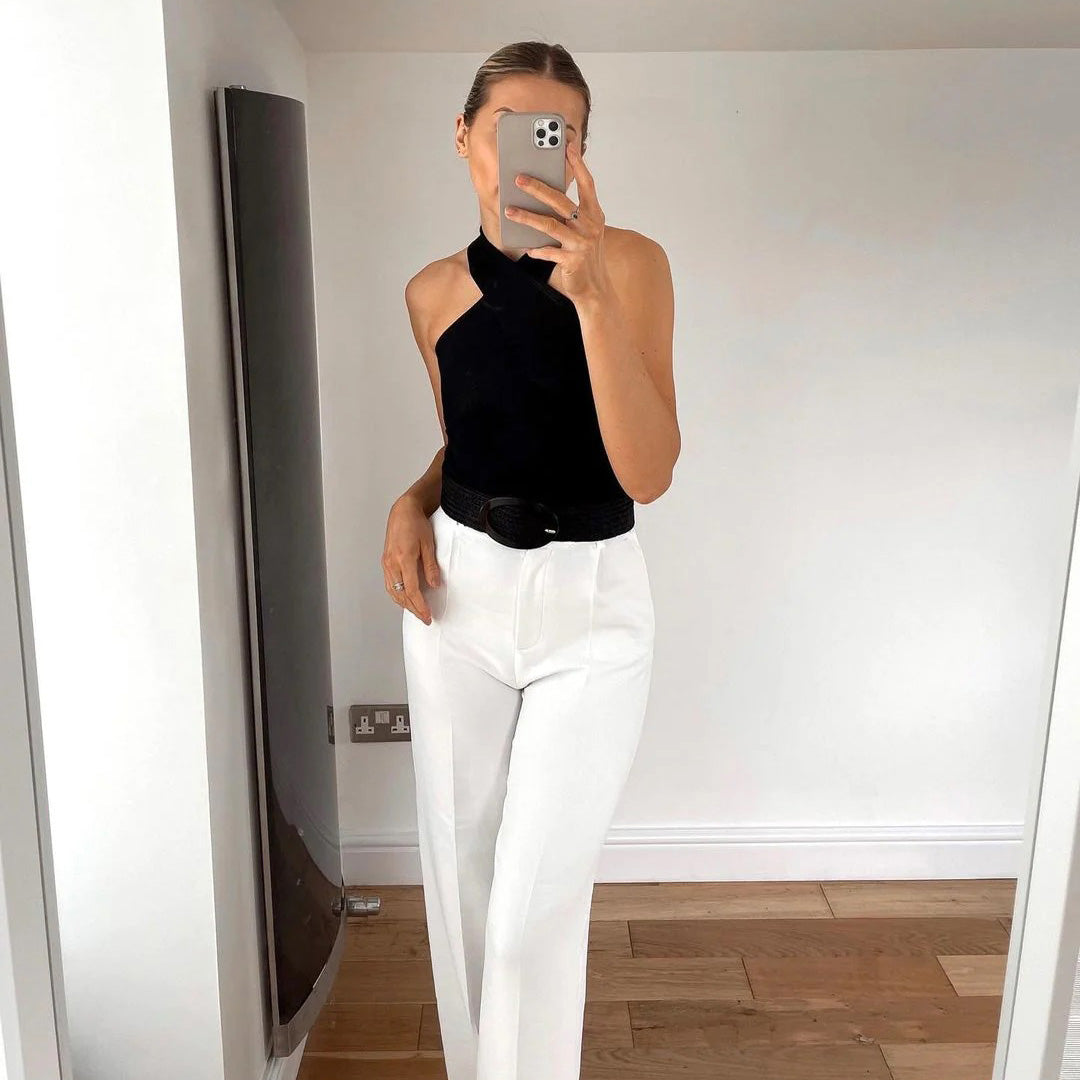 WAVERLY - Elegante Zomertop voor Dames met Gekruiste Band – Luchtige en Vrouwelijke Top, Ideaal voor Warme Dagen en Zomerse Gelegenheden.