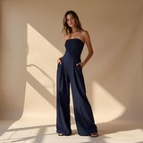 Dames Jumpsuit met Wijde Pijpen en Bandeauhals