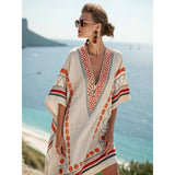 Strand Tuniek met V-Hals en Geometrisch Patroon