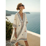 Strand Tuniek met V-Hals en Geometrisch Patroon