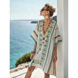 Strand Tuniek met V-Hals en Geometrisch Patroon