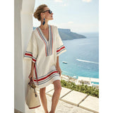 Strand Tuniek met V-Hals en Geometrisch Patroon