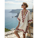Strand Tuniek met V-Hals en Geometrisch Patroon