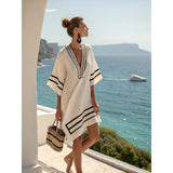 Strand Tuniek met V-Hals en Geometrisch Patroon