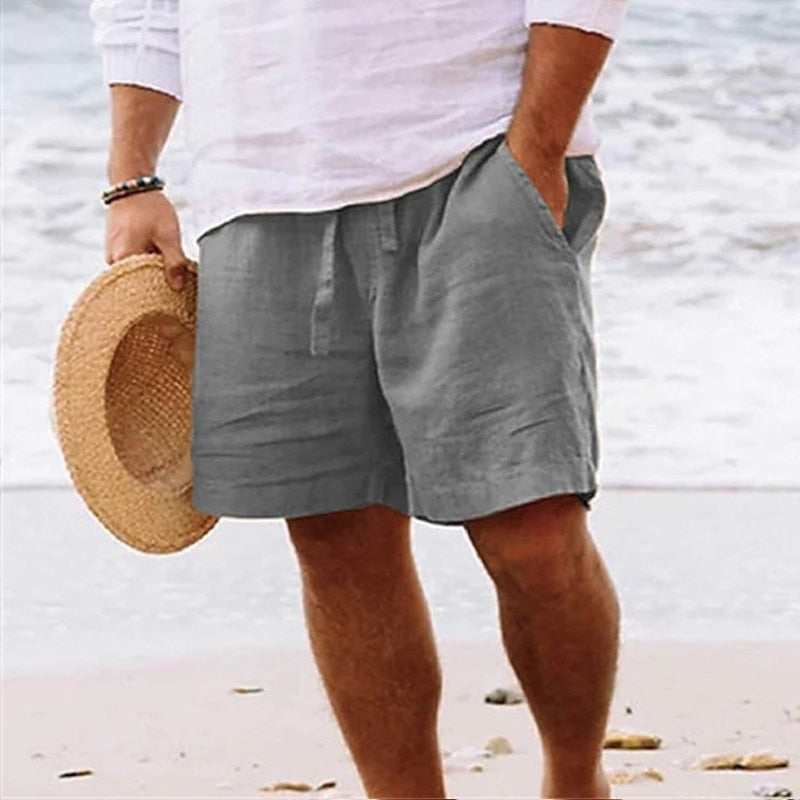 Heren Linnen Shorts met Elastische Taille