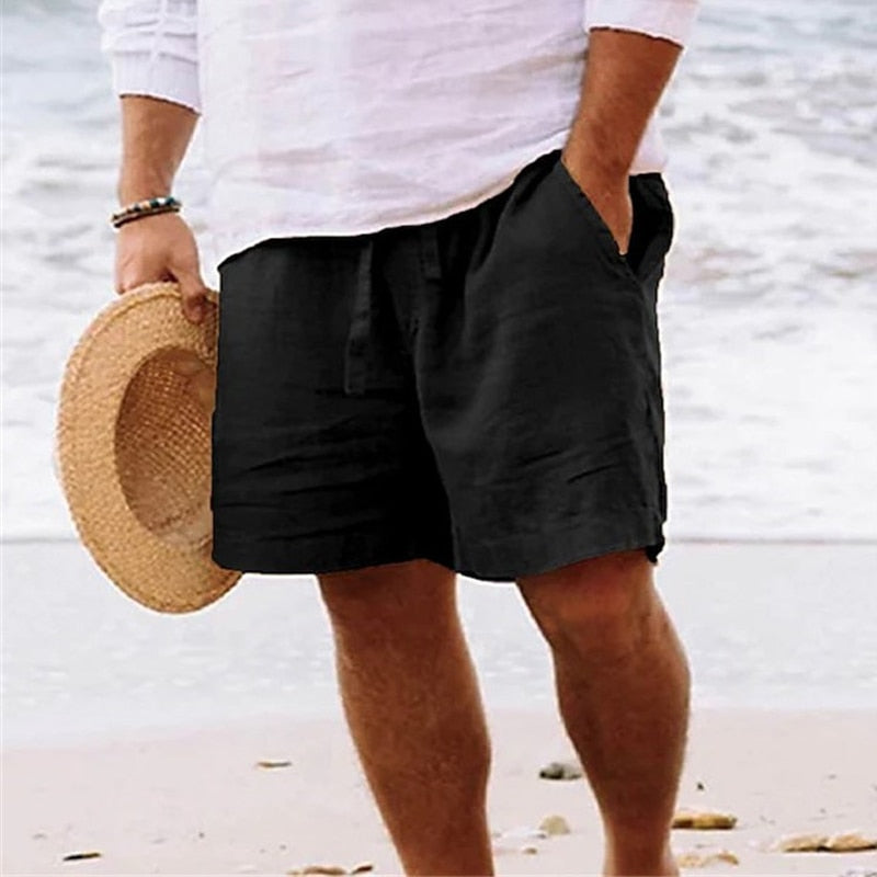 Heren Linnen Shorts met Elastische Taille