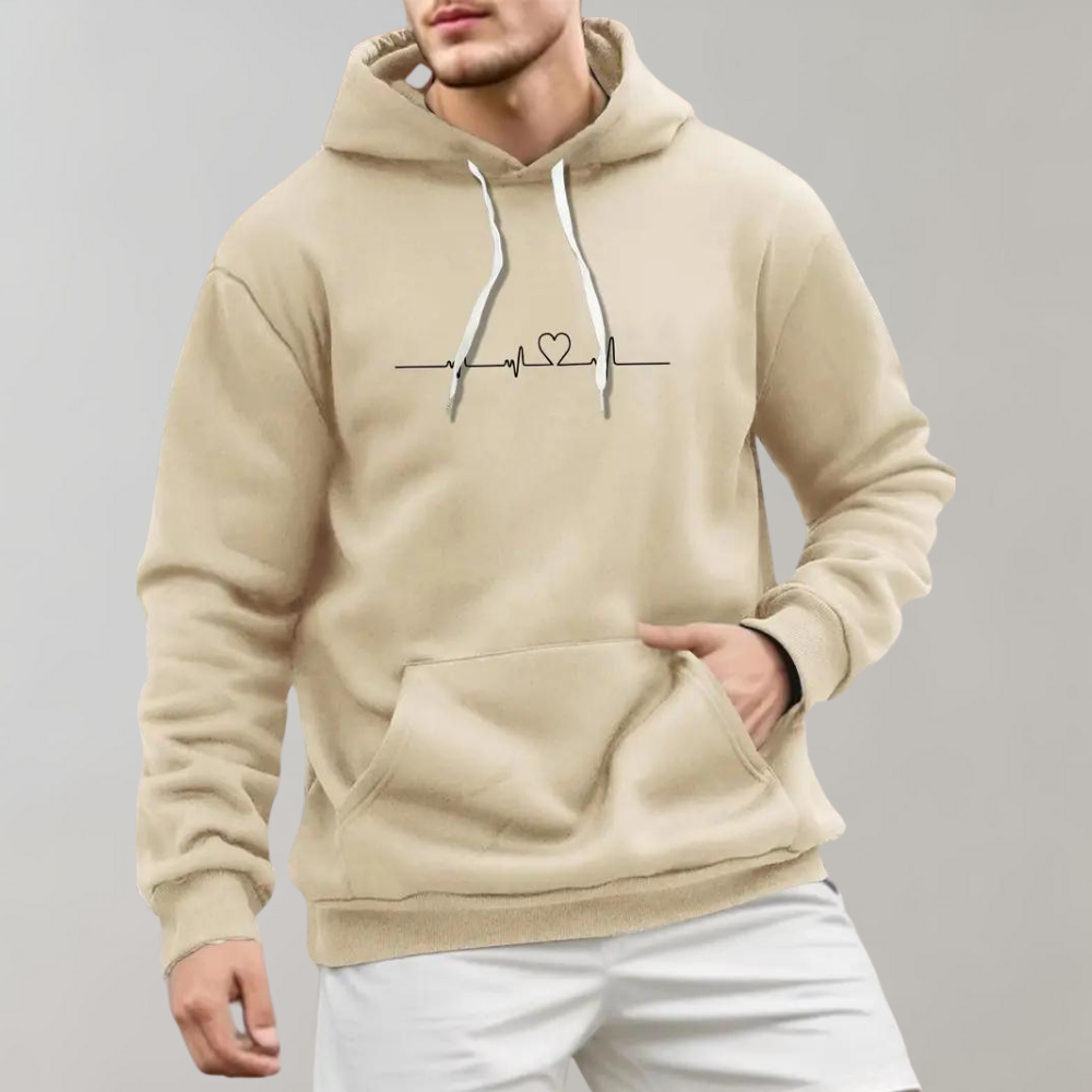 Micha zomerse herenhoodie met hartjesprint – lichtgewicht, ademend materiaal met comfortabele pasvorm en speelse print voor een casual, modieuze look.