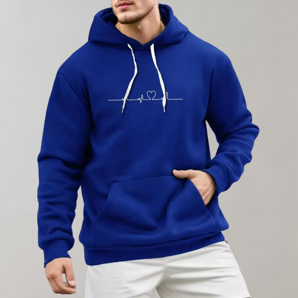 Micha zomerse herenhoodie met hartjesprint – lichtgewicht, ademend materiaal met comfortabele pasvorm en speelse print voor een casual, modieuze look.