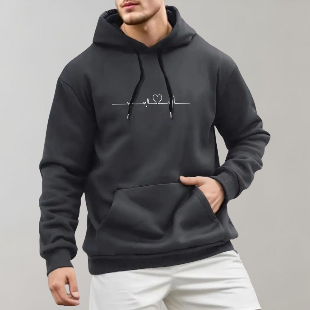 Micha zomerse herenhoodie met hartjesprint – lichtgewicht, ademend materiaal met comfortabele pasvorm en speelse print voor een casual, modieuze look.
