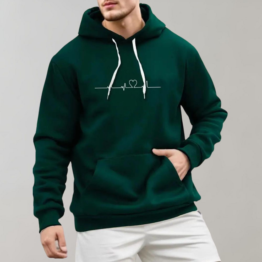 Micha zomerse herenhoodie met hartjesprint – lichtgewicht, ademend materiaal met comfortabele pasvorm en speelse print voor een casual, modieuze look.