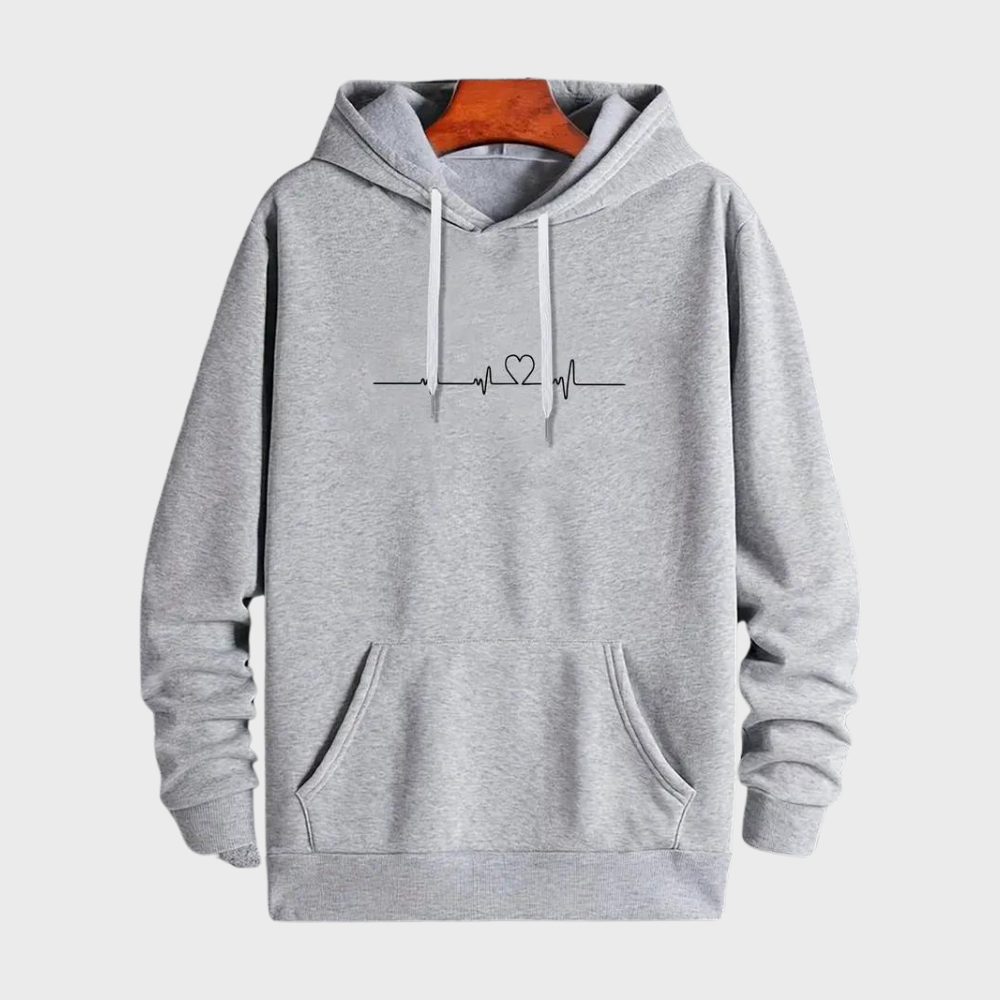 Micha zomerse herenhoodie met hartjesprint – lichtgewicht, ademend materiaal met comfortabele pasvorm en speelse print voor een casual, modieuze look.