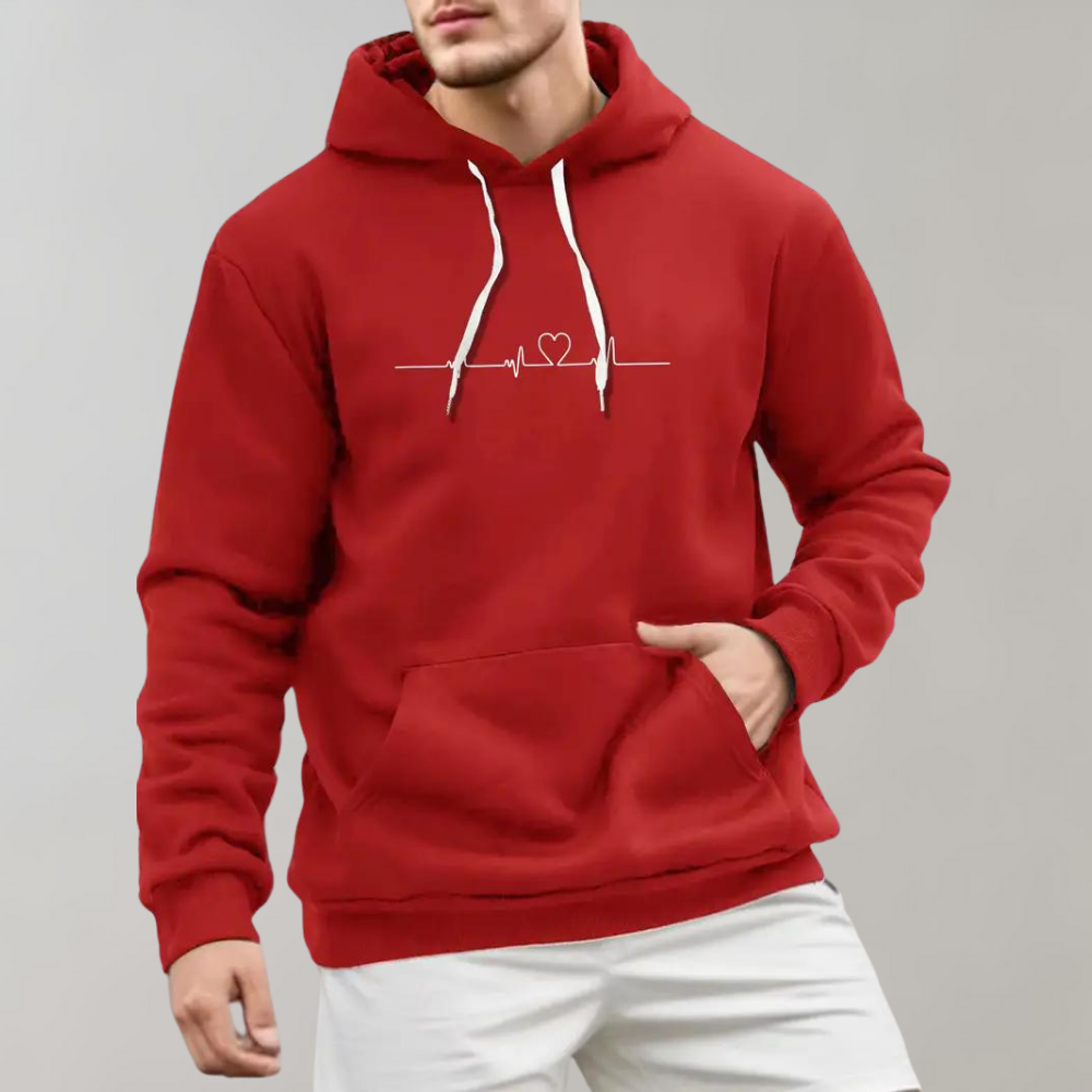 Micha zomerse herenhoodie met hartjesprint – lichtgewicht, ademend materiaal met comfortabele pasvorm en speelse print voor een casual, modieuze look.