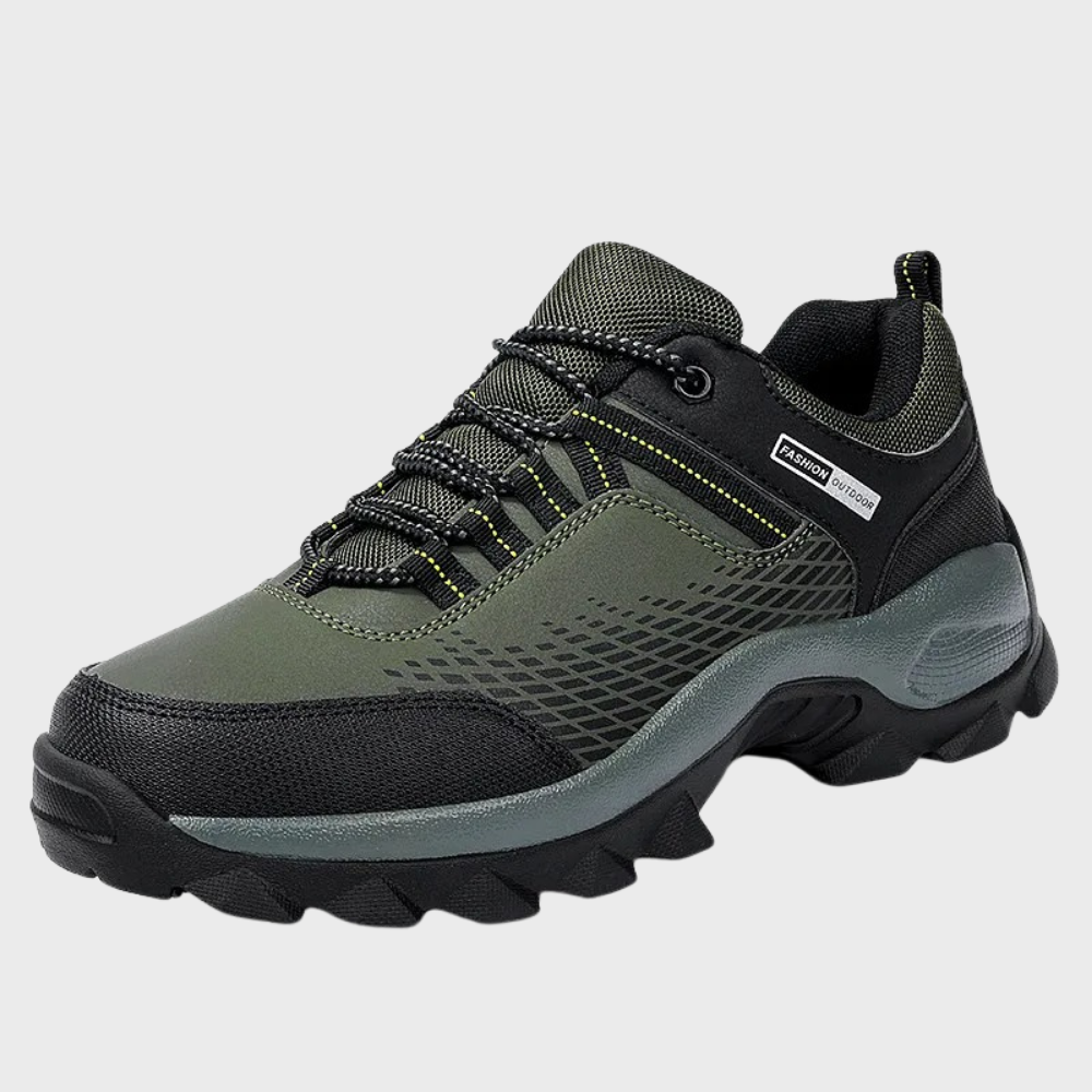Theodor comfortabele zomerse wandelschoenen voor mannen van ademend, slijtvast materiaal met ondersteunende pasvorm en stevige gripzool.