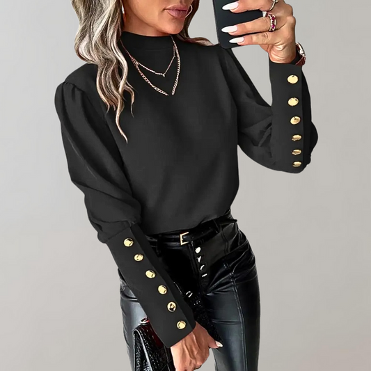 Luvia - Stijlvolle damesblouse met kant – Elegante blouse met gedetailleerd kant aan de mouwen en een verfijnd design, ideaal voor een chique en vrouwelijke look bij elke gelegenheid.