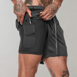 Elliot 2-in-1 fitness herenshort – ademend en sneldrogend materiaal met geïntegreerde compressieshort voor optimale ondersteuning en comfort