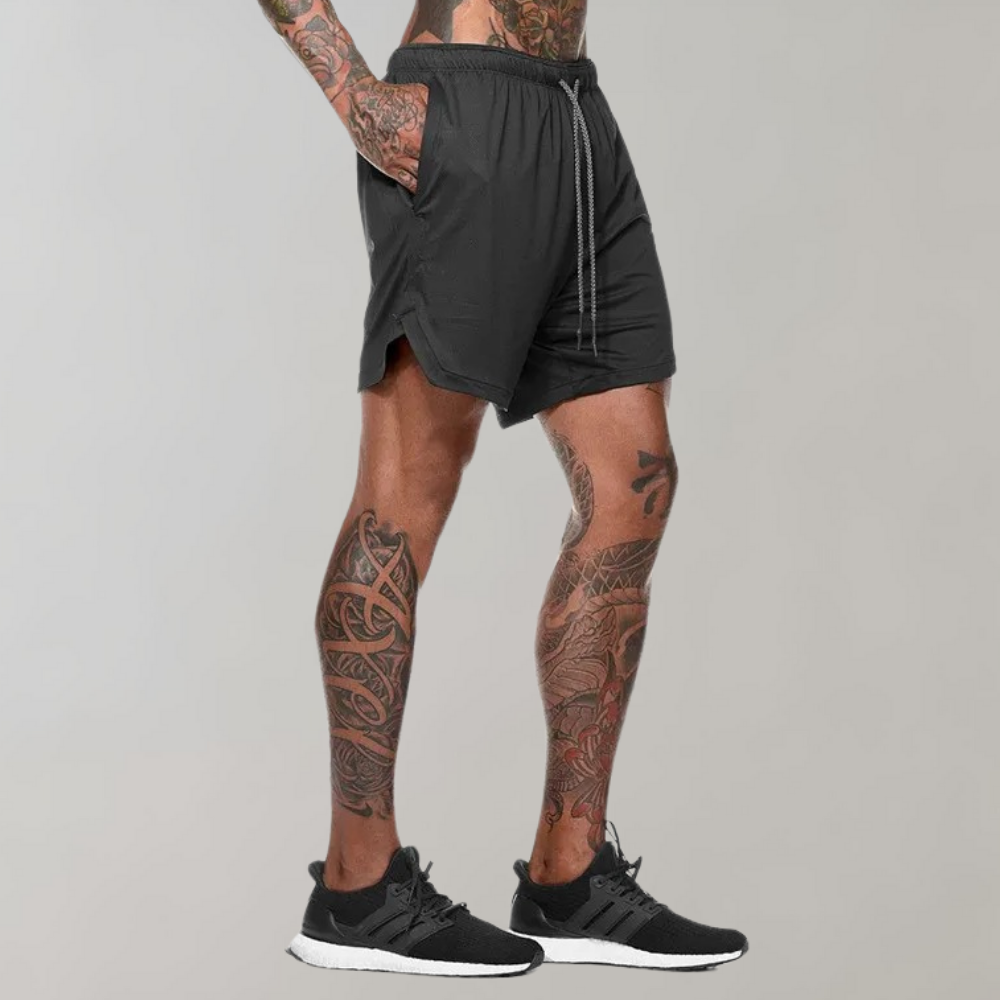Elliot 2-in-1 fitness herenshort – ademend en sneldrogend materiaal met geïntegreerde compressieshort voor optimale ondersteuning en comfort