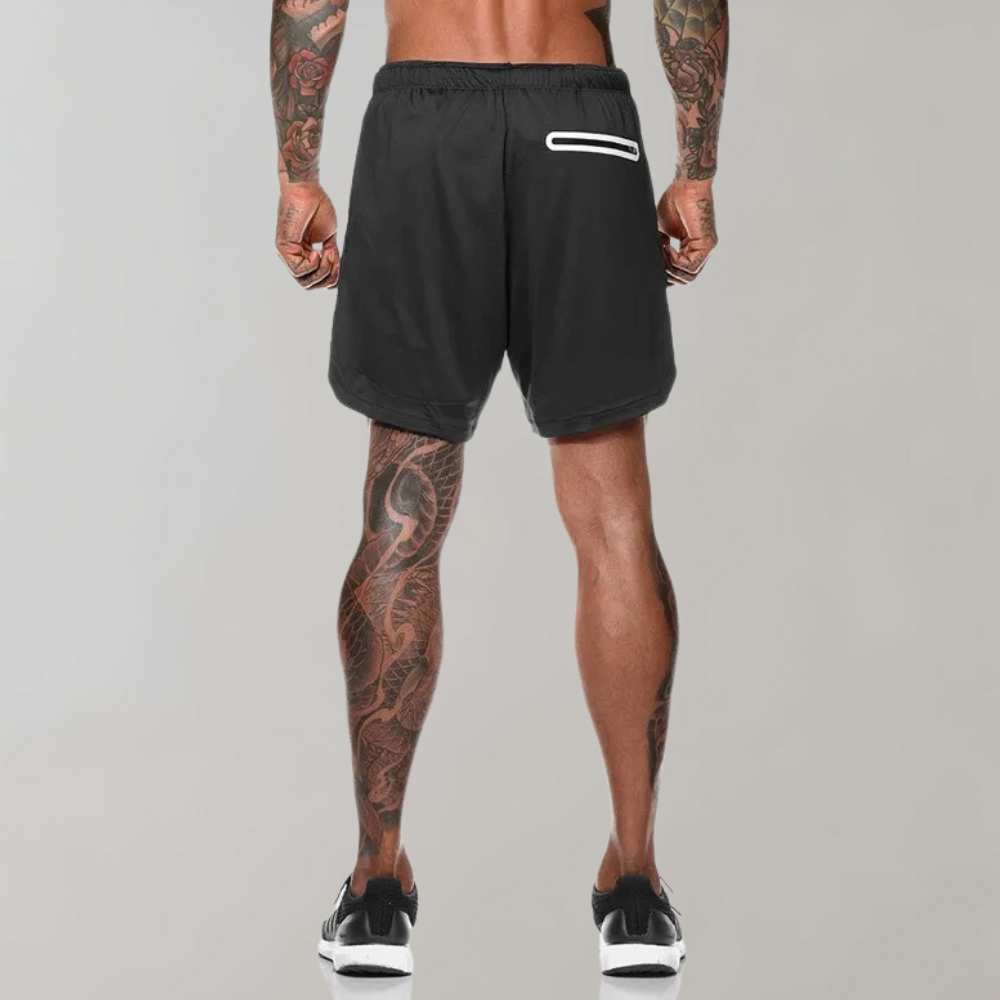 Elliot 2-in-1 fitness herenshort – ademend en sneldrogend materiaal met geïntegreerde compressieshort voor optimale ondersteuning en comfort
