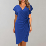 Elegante Wikkeljurk met Korte Mouwen en V-Hals