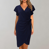 Elegante Wikkeljurk met Korte Mouwen en V-Hals