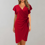 Elegante Wikkeljurk met Korte Mouwen en V-Hals