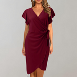Elegante Wikkeljurk met Korte Mouwen en V-Hals