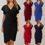 Elegante Wikkeljurk met Korte Mouwen en V-Hals