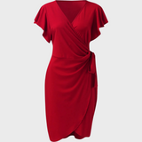 Elegante Wikkeljurk met Korte Mouwen en V-Hals