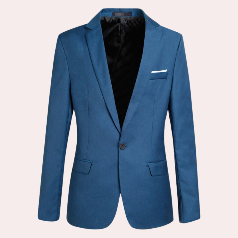 Olaf – Premium Slim Fit Blazer voor Heren – Elegante blazer in slim fit, gemaakt van hoogwaardige materialen voor een verfijnde uitstraling. Perfect voor zakelijke en formele gelegenheden. De blazer biedt een moderne pasvorm en een chique afwerking voor een stijlvolle look.