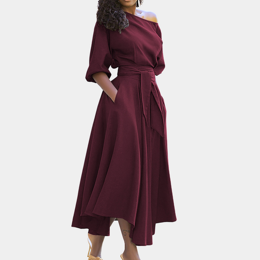 Annabelle comfortabele damesjurk met tailleband van zachte, ademende stof en flatterende pasvorm voor een stijlvolle look.