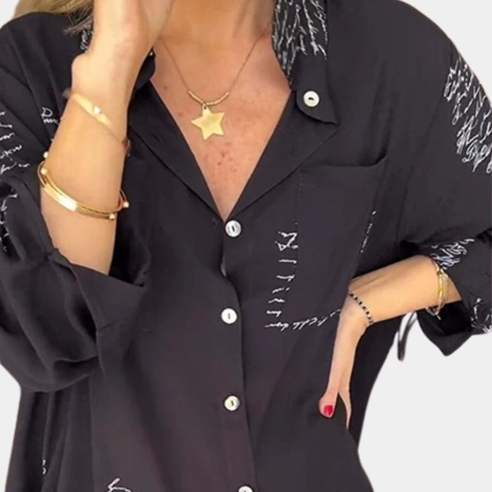 Elizah - Stijlvol Zomers Damesshirt met Letterprint – Licht en Comfortabel Shirt voor Casual Zomerlooks en Trendy Combinaties.
