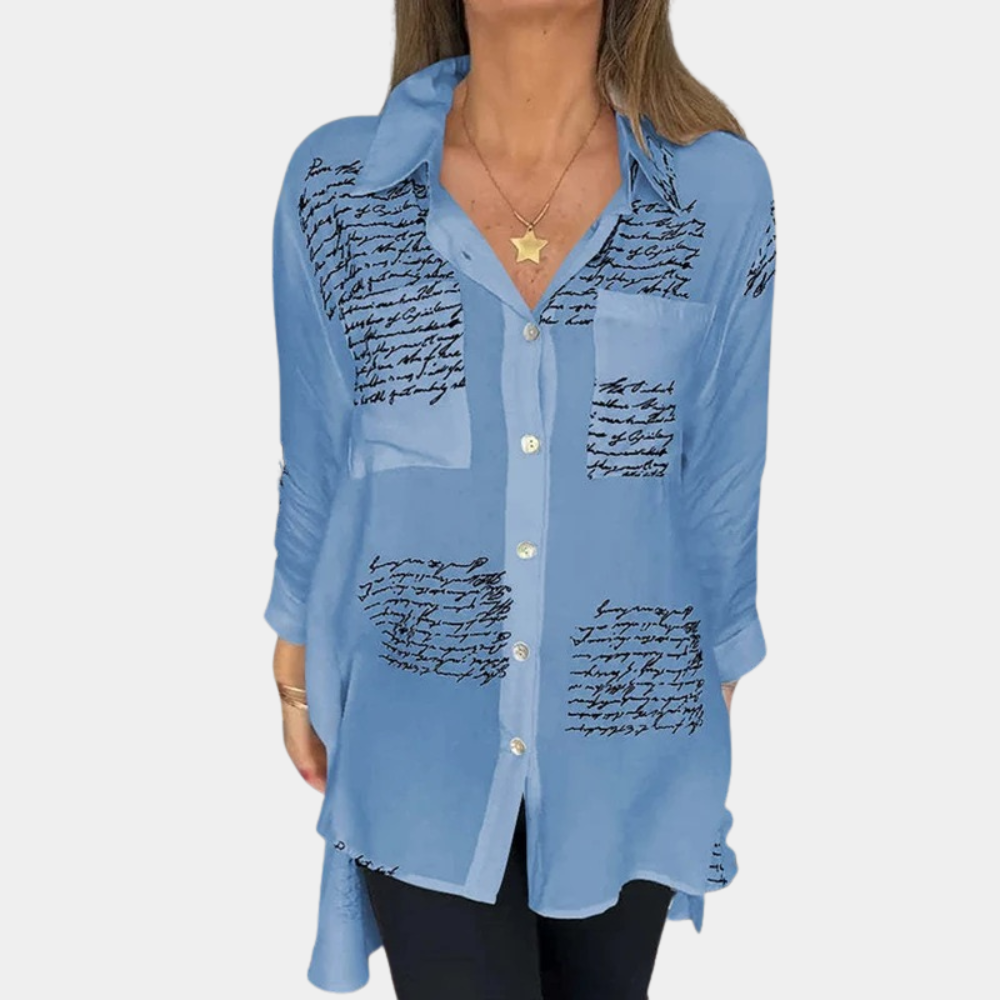 Elizah - Stijlvol Zomers Damesshirt met Letterprint – Licht en Comfortabel Shirt voor Casual Zomerlooks en Trendy Combinaties.