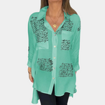 Elizah - Stijlvol Zomers Damesshirt met Letterprint – Licht en Comfortabel Shirt voor Casual Zomerlooks en Trendy Combinaties.