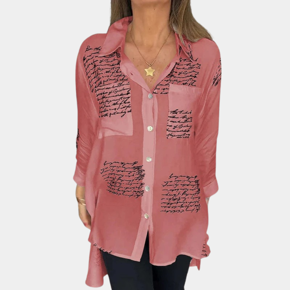 Elizah - Stijlvol Zomers Damesshirt met Letterprint – Licht en Comfortabel Shirt voor Casual Zomerlooks en Trendy Combinaties.