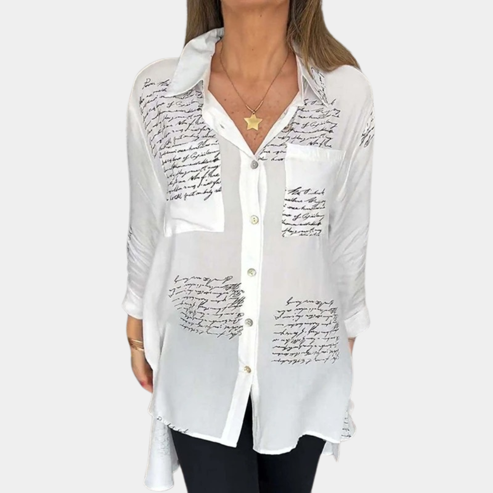 Elizah - Stijlvol Zomers Damesshirt met Letterprint – Licht en Comfortabel Shirt voor Casual Zomerlooks en Trendy Combinaties.