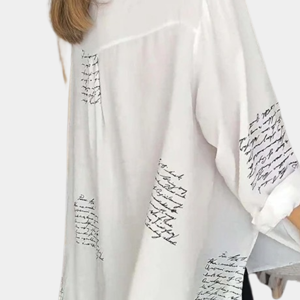 Elizah - Stijlvol Zomers Damesshirt met Letterprint – Licht en Comfortabel Shirt voor Casual Zomerlooks en Trendy Combinaties.