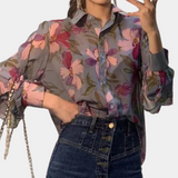 Ibbie - Gebloemde damesblouse – Elegante blouse met kleurrijk bloemenpatroon, perfect voor een frisse en stijlvolle look, geschikt voor casual of chique gelegenheden.