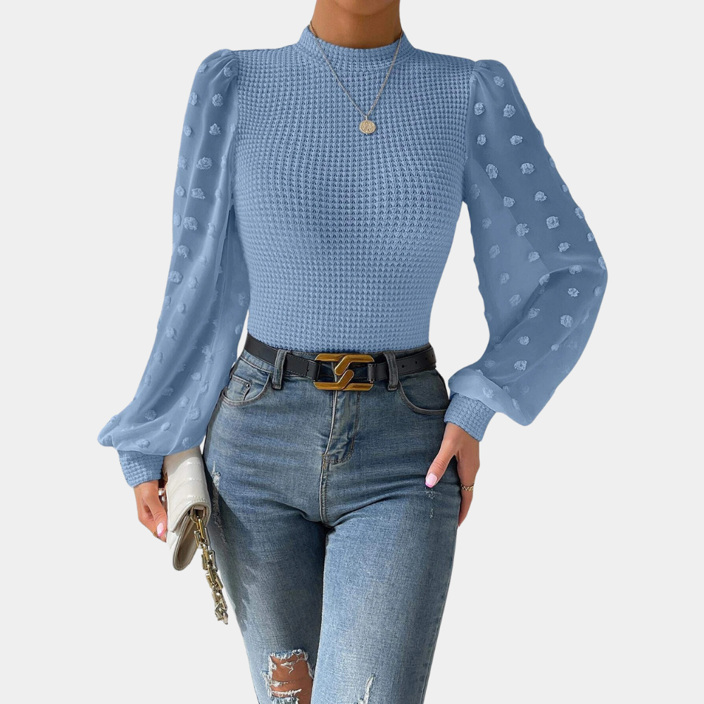Gabriele - Elegante damesblouse met pofmouwen – Stijlvolle blouse met verfijnde pofmouwen, ideaal voor een chique uitstraling en veelzijdig te combineren voor zowel formele als casual gelegenheden.