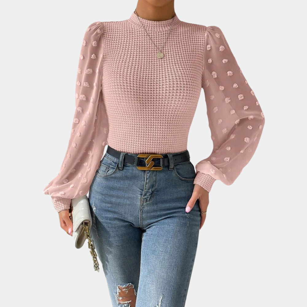 Gabriele - Elegante damesblouse met pofmouwen – Stijlvolle blouse met verfijnde pofmouwen, ideaal voor een chique uitstraling en veelzijdig te combineren voor zowel formele als casual gelegenheden.