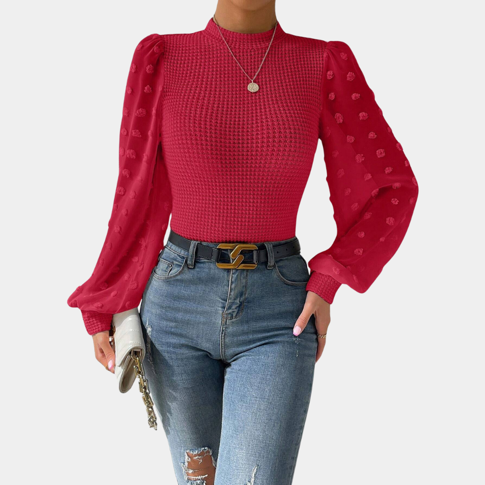 Gabriele - Elegante damesblouse met pofmouwen – Stijlvolle blouse met verfijnde pofmouwen, ideaal voor een chique uitstraling en veelzijdig te combineren voor zowel formele als casual gelegenheden.